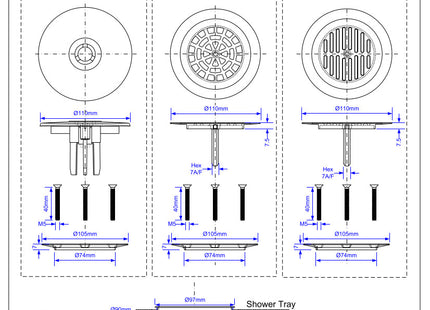 McAlpine ST90CPB-P-53 90mm Shallow Shower Trap - 53mm High