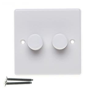 Varilight JQP252W V-Pro White 2-Gang LED Trailing Edge Dimmer Switch 1 or 2 Way