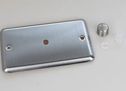 Varilight Matrix 1-Gang Double Plate Unpopulated Dimmer Kit. Classic Matt Chrome Finish (Brushed Steel Effect) Finish