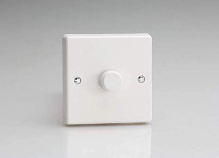 Varilight V-Com 1-Gang 2-Way Push-On/Off Rotary LED Dimmer 1 x 10-100W (max 10 LEDs) White Plastic KQP101W