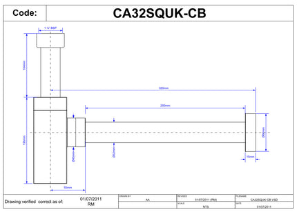 McAlpine CA32SQUK-CB Chrome Plated Brass Basin Kit with Square Bottle Trap