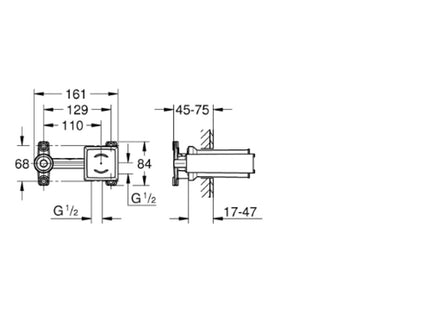Grohe Concealed Body For 2H Wall Mounted Basin - 23200002 - Perfect for Basin Mixers