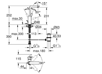 Grohe Lineare Mono Basin Mixer - Large, Chrome - 23296001 - Modern Bathroom Solution
