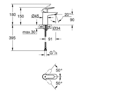 Grohe 2015 Mono Basin Mixer Smooth Body Chrome - 23330000
