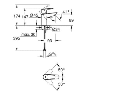 Grohe 2020 Mono Basin Mixer Smooth Body Chrome - 23330001