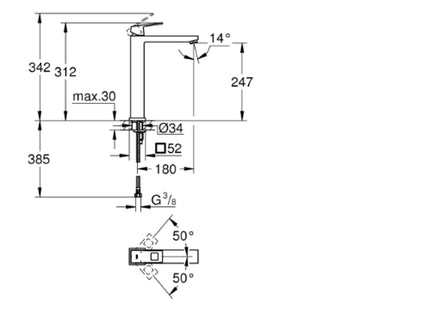Grohe Eurocube Tall Basin Mixer Brushed Hard Graphite - 23406AL0 - Elegant Bathroom Tap