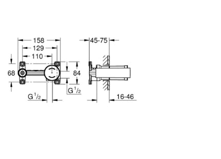 Grohe Concealed Body For 2H Wall Mounted Basin - 23571000 - Great for Basin Mixers