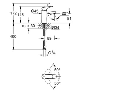 Grohe Bauflow Basin Mixer - Smooth Body Chrome - 23752000