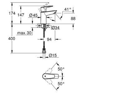 Grohe Low Pressure Mono Basin Mixer Chrome - 23972001 - Great for Low Pressure