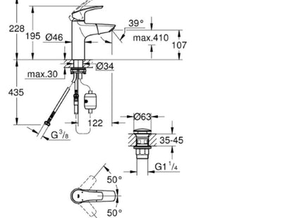 Grohe Basin Mxr Pull Out Click Waste Chrome - 23976003 - Bathroom Sink Solution