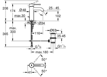 Grohe Mono Basin Mixer Pop Up Waste Brushed Warm - 24171DL1 - Perfect for Stylish Bathrooms
