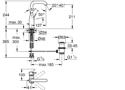 Grohe Mono Large Swivel Bas Mix PUW Brushed - 24174DL1 - Enhance Your Bathroom