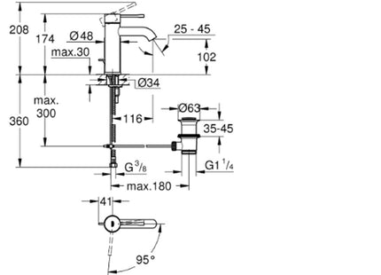 Grohe Cold Start MBM Pop Up Waste Chrome - 24180001 - Basin Taps