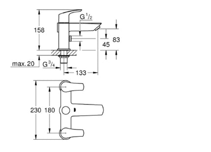 Grohe Deck 2H Bath Shower Mixer Chrome - 25105003 - Stylish and Functional
