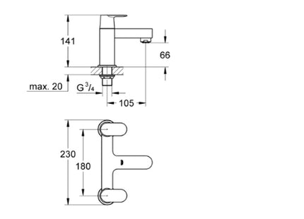 Grohe Cosmo Deck 2H Bath Filler Chrome - 25128000