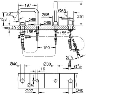 Grohe Essence 4H Bath Filler Brushed Warm - 25251DL1