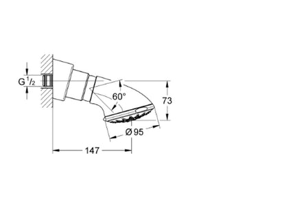 Grohe Relexa 100 Five Headshower Chrome - 27062000 - Perfect for Modern Bathrooms