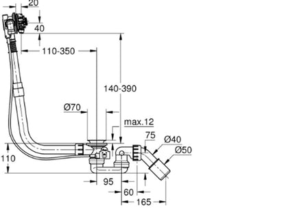 Grohe Inlet-/Waste/Overflow Valve Rough Chrome - 28991000 - Bath Waste Solution