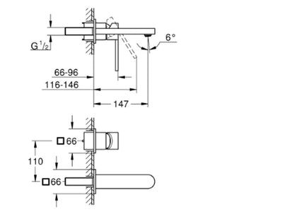 Groheplus 2H Wall/Mtd Basin Mixer Trim - Graphite - 29303AL3