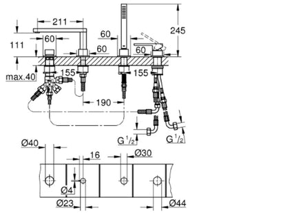 Grohe Groheplus 4H Bath Filler - Supersteel, 29037DC3 - Modern Design