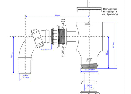 McAlpine H28 1" Complete Screened Tank Overflow Connector