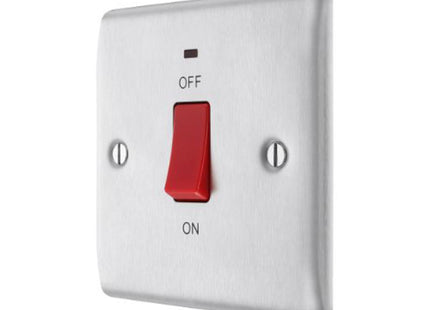 BG Electrical Brushed Chrome 45A Double Pole Switch/Neon - NBS74-01