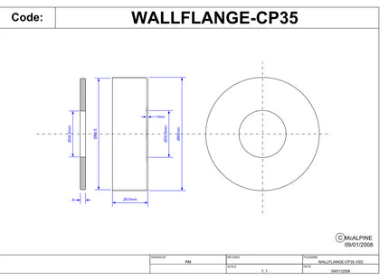 McAlpine WALLFLANGE-CP35 1¼" Chrome Plated Brass Wall Flange