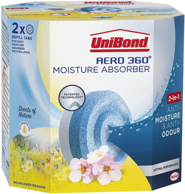 UniBond Aero 360 Moisture Absorber Wildflower Meadow Refill (Pack Of 4 Tabs)