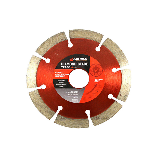 Abracs Diamond Blade Trade For General Construction Materials - 115 x 10 x 22mm