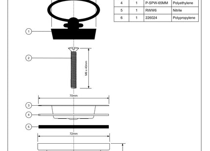 McAlpine BSW10PR 70mm Flange Centre Pin Sink Waste