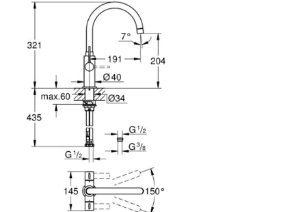 Grohe Kitchen Sink Mixer - 2 Handle, Chrome - 30468000 - Stylish and Functional