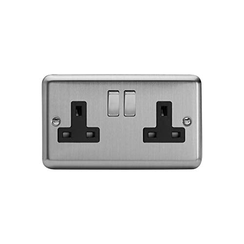 Varilight XS5DB 13A Switched Socket Black 2-Gang