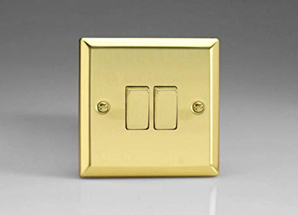 Varilight XV2D Rocker Switches Chrome 2-Gang Victorian Brass