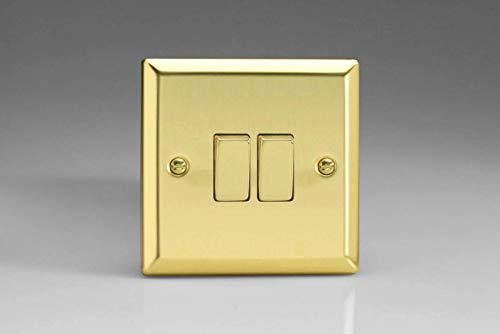 Varilight XV2D Rocker Switches Chrome 2-Gang Victorian Brass