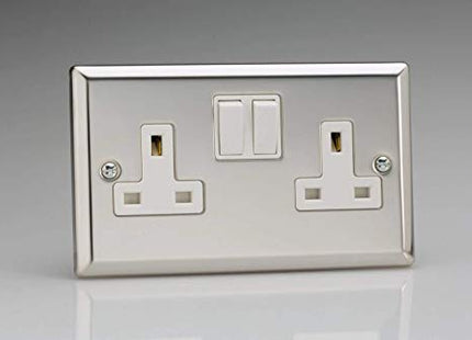 Varilight 2-Gang 13 Amp Double Switched Socket Chrome XC5W