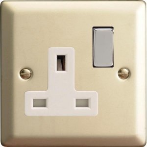 Varilight 1-Gang 13A Double Pole Switched Socket with Metal Rockers
