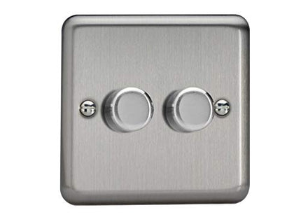 Varilight JSP252 V-Pro 2-Gang 2-Way Push-On/Off Rotary LED Dimmer 2 x 0-120W (1-10 LEDs)