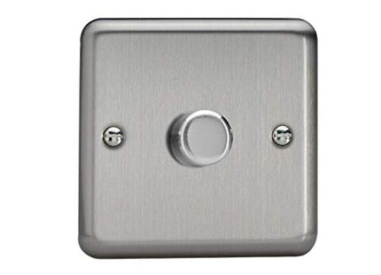 Varilight 1-Gang 2-Way Push-On/Off Rotary LED Dimmer Light Switch in Matt Chrome