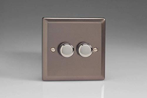 Varilight Classic V-Pro Pewter 2-Gang LED Trailing Edge Dimmer Switch 1 or 2 Way
