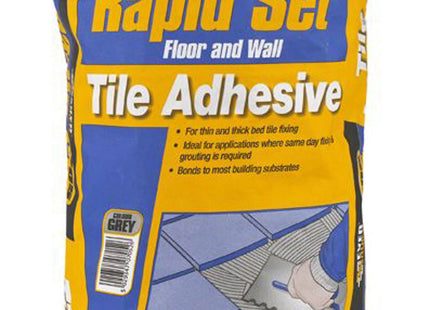 Everbuild 705 Rapid Set Tile Mortar Grey 20kg - Fast-Setting Tile Adhesive