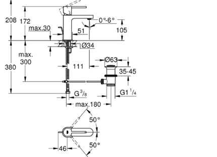 Groheplus Mono Basin Mixer - Pop Up Waste, Chrome - 32612003