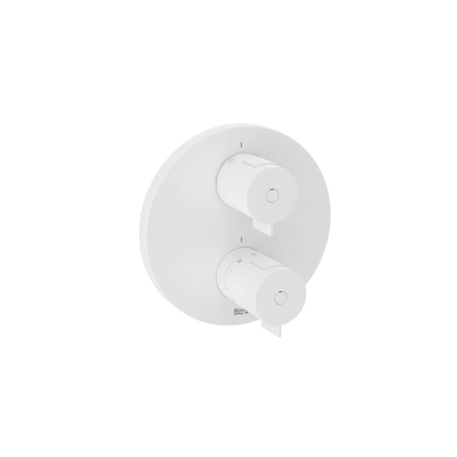 Roca T-500 Round Bath-Shower Mixer, 2 Outlet, Built-In, M/White - A5A0C18B00