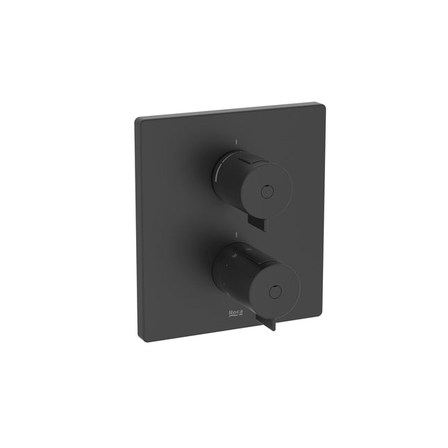 Roca T-500 Square Shower Mixer, 1 Outlet, Built-In, Black - A5A2R18NB0
