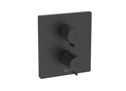 Roca T-500 Square Bath-Shower Mixer, 2 Outlet, Built-In, M/Black - A5A0D18NB0