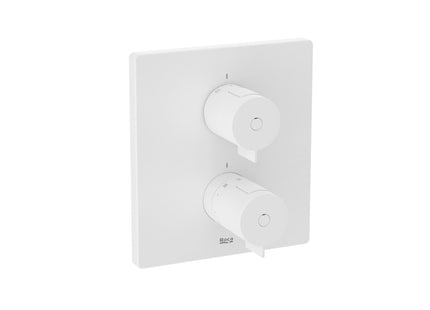 Roca T-500 Square Bath-Shower Mixer, 2 Outlet, Built-In, M/White