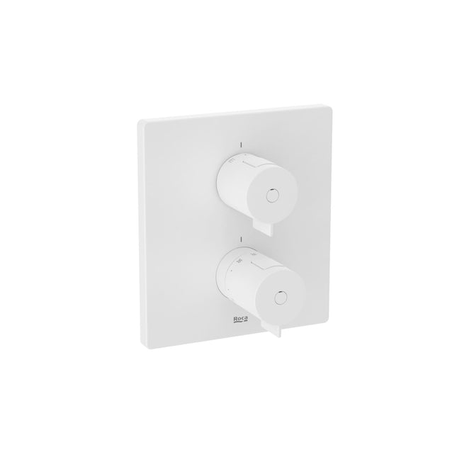 Roca T-500 Square Bath-Shower Mixer, 2 Outlet, Built-In, M/White