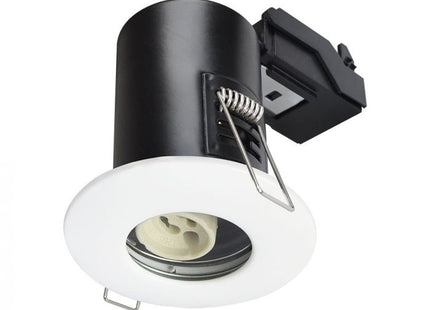 V-TAC LED Bathroom & Shower Fire Rated Downlight White Finish Fixed Bezel 5w V-TAC LED GU10 WARM WHITE 3000K