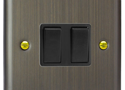 Varilight 2-Gang 10A 1- Or 2-Way Rocker Switch Antique Brass