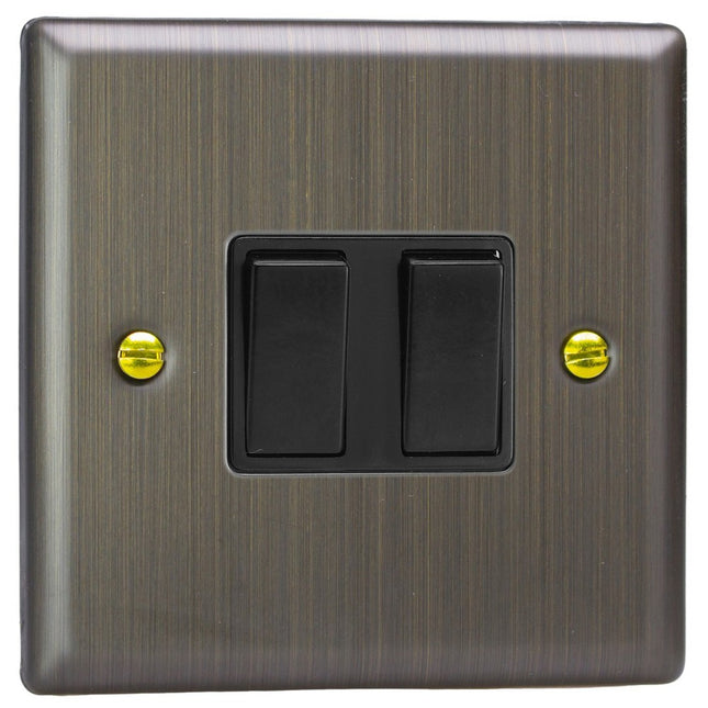 Varilight 2-Gang 10A 1- Or 2-Way Rocker Switch Antique Brass