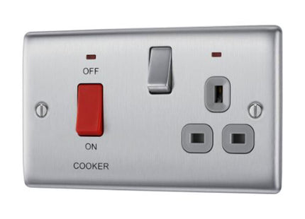 BG Electrical Brushed Chrome 45A Cooker Control Unit - NBS70G-01